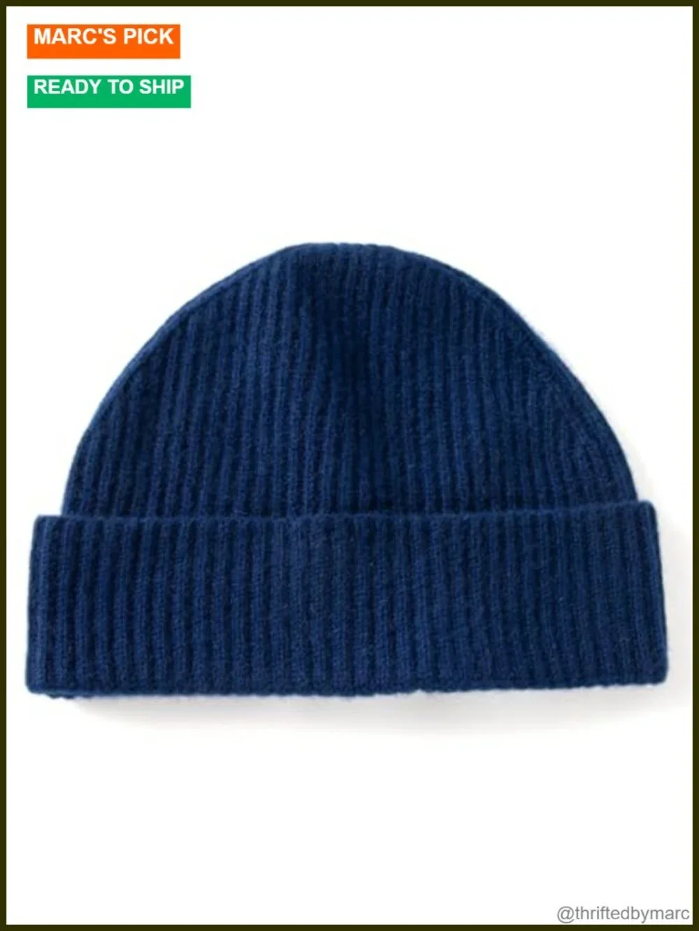 Men's 100% Cashmere Winter Ski Beanie Hat Ultra-Soft Ribbed Cuffed
